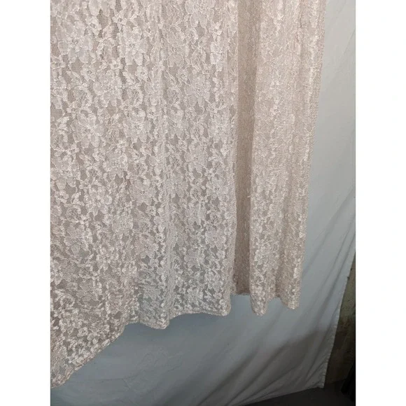 Vintage Pink Sheer Lace Dress Floral Maxi Robe Button 22 Fairy Dainty Romantic - Picture 7 of 10